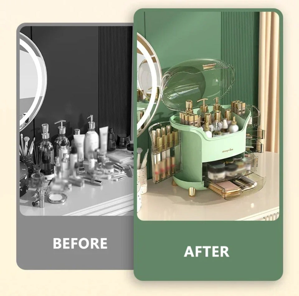 Lisslune | Luxury Transparent Makeup Organizer with Sliding Doors and Drawers