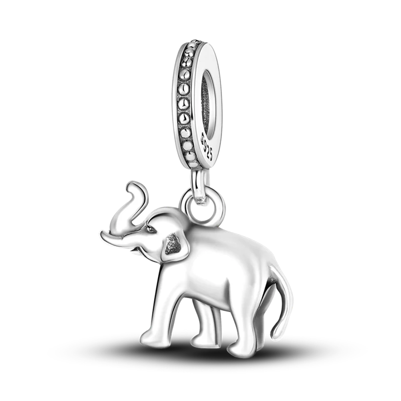 Lisslune | 925 Silver Golden Leopard Charms Beads Colorful Chameleon Rhinoceros Lion Scarab Cat Pendant Compatible with Original Pandora Bracelet Jewelry