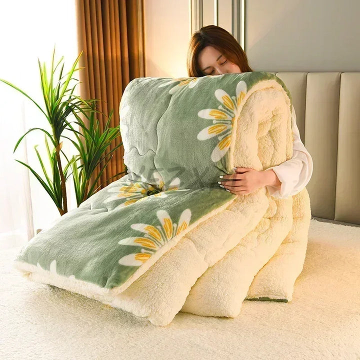 Rynx Plaid Super Thick Warm Blankets for Winter Autumn Milk Fleece Thickening Heat Sleeping Blanket Soft Fluffy Bedding Blanket Duvet