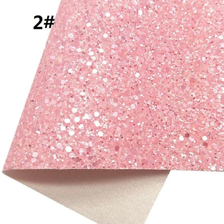 Lisslune | Sparkling Pink Chunky Glitter Synthetic Leather Craft Sheets - Essential for DIY Creators