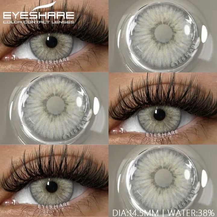 Rynx | 1 pair of contact lenses with prescription in natural color, myopic lenses, green contact lenses, fashionable brown lenses, gray pupils