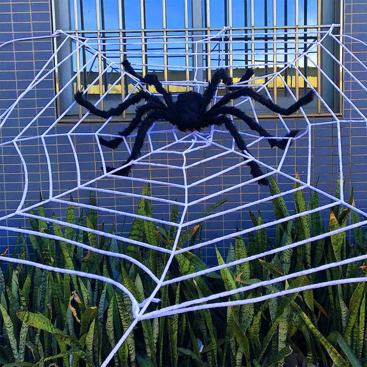 Rynx | 1.5M 2.5M Halloween Giant Spider Web Decoration Black White Stretchable Spider Web Party Indoor Outdoor Haunted House Home Decoration