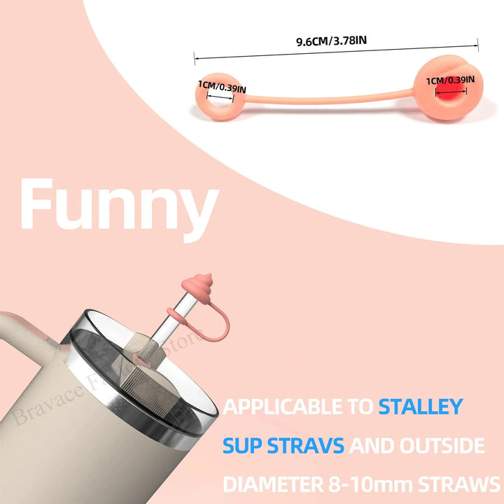 Lisslune | Verspellen Poop Theme Silicone Straw Caps for Stanley Tumblers - Cute Drink Protectors