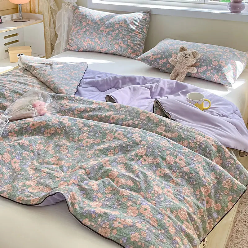 Rynx | Summer blanket Climate blanket Flower girl Heart Class A Double-layer yarn Summer cool soft Machine washable