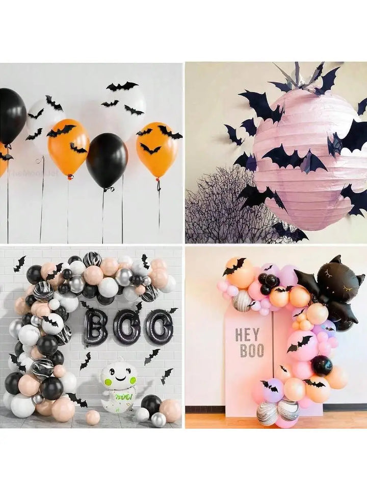 Rynx | 60 pieces 3D waterproof black bats wall decoration Halloween decoration