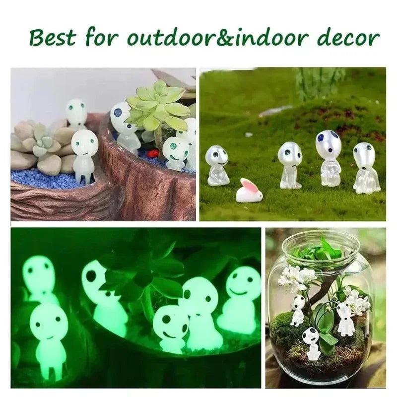 Lisslune | Luminous Kodama Elf Ornaments - 10Pcs Glow-in-the-Dark Miniature Figures for Fish Gardens and Garden Decoration