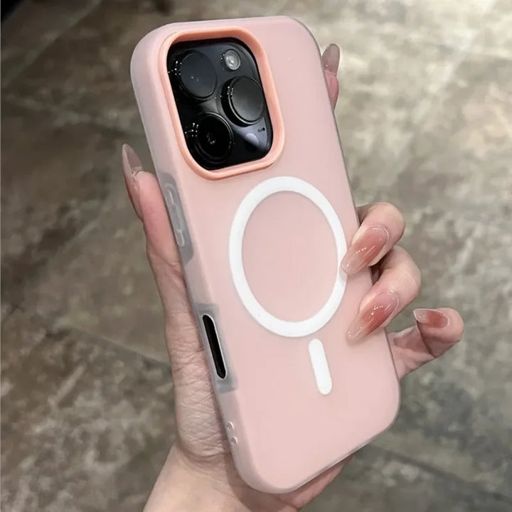 Lisslune | Weiche Gummi-Gummi-Bonbons Farbe Für Magsafe Telefonhülle Für iPhone 16 15 14 13 12 11 Pro Max Plus Drahtloses Laden 2 IN 1 Hülle