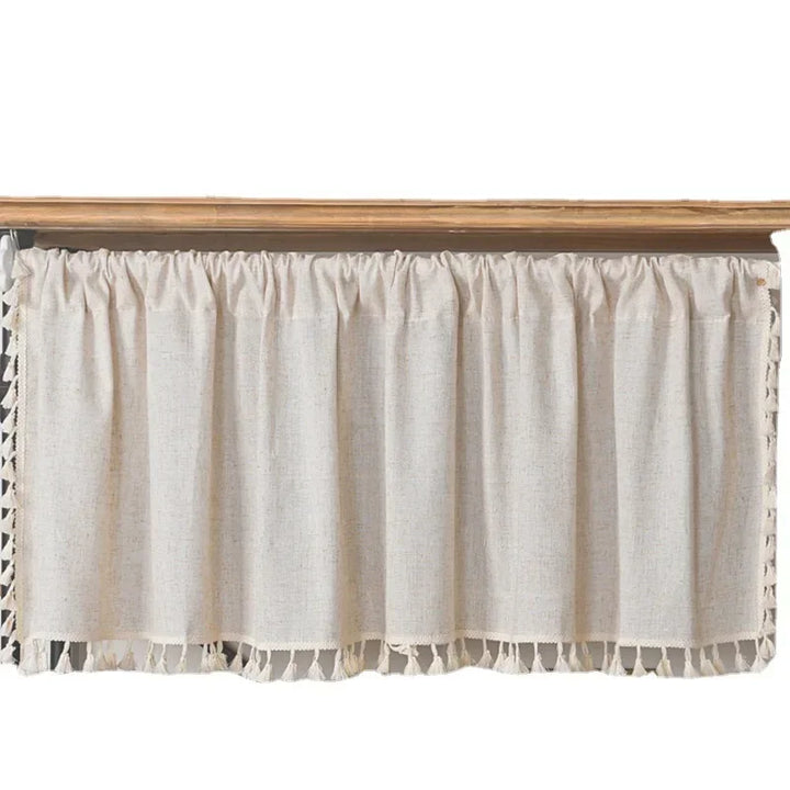 Rynx | Nordic Style Short Curtains for the Kitchen Solid Cotton-Linen Curtain Wine Rack Door Window Small Curtains Wardrobe Curtain