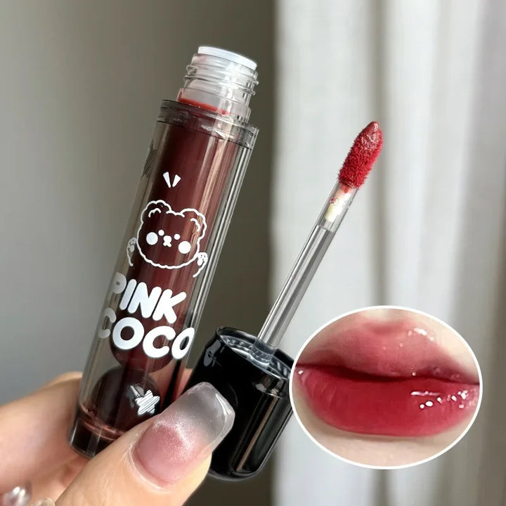 Rynx | Punk Juice Red Lip Gloss Black Mirror Glass Water Light Clear Lip Glass Waterproof Non-Sticky Liquid Lipstick Nude Lip Tint Makeup