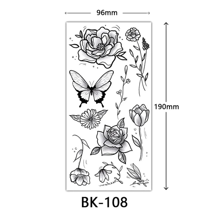 Rynx | 1PCS Sketch Flower Tattoo Sticker Black Datura Arm Legs Tattoo Temporary Waterproof Durable Sexy Tattoo Stickers For Women Body