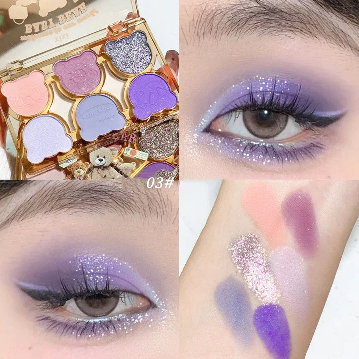 Rynx | 6 Colors Eyeshadow Palette Iris Purple Glitter Pearlescent Eyeshadow Palette Fashion Korean Shimmering Eyeshadow Charming Eye Makeup