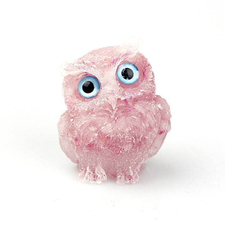 Lisslune | Natural Crystal Owl Figurine: Handmade Collector's Item