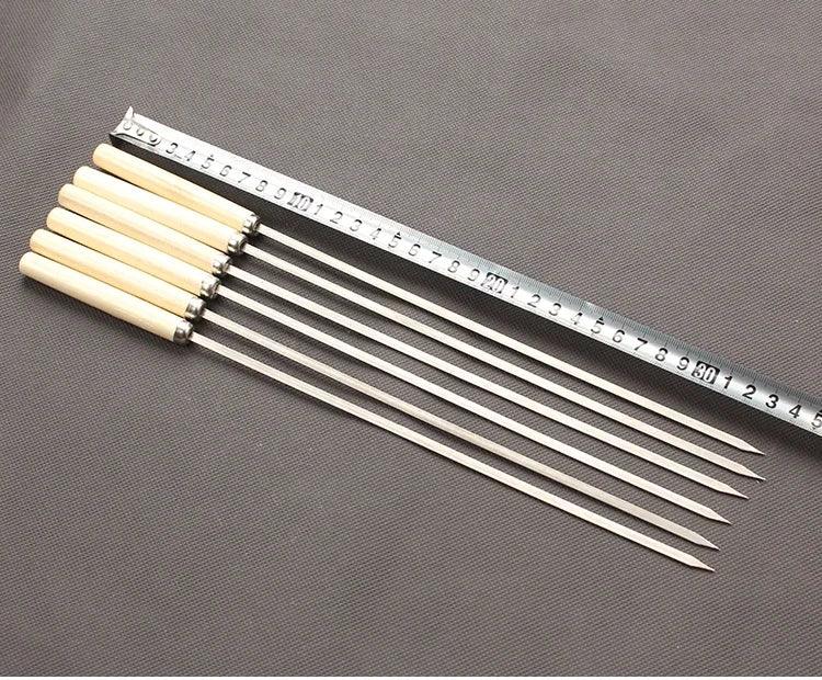 Lisslune | Stainless Steel BBQ Skewers with Ergonomic Wooden Handles for Perfect Grilling