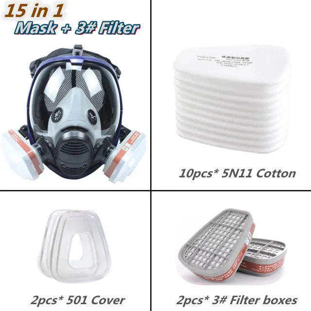 Lisslune | Full Face Respirator Mask with Anti-Fog Lens and Industrial Gas Filters