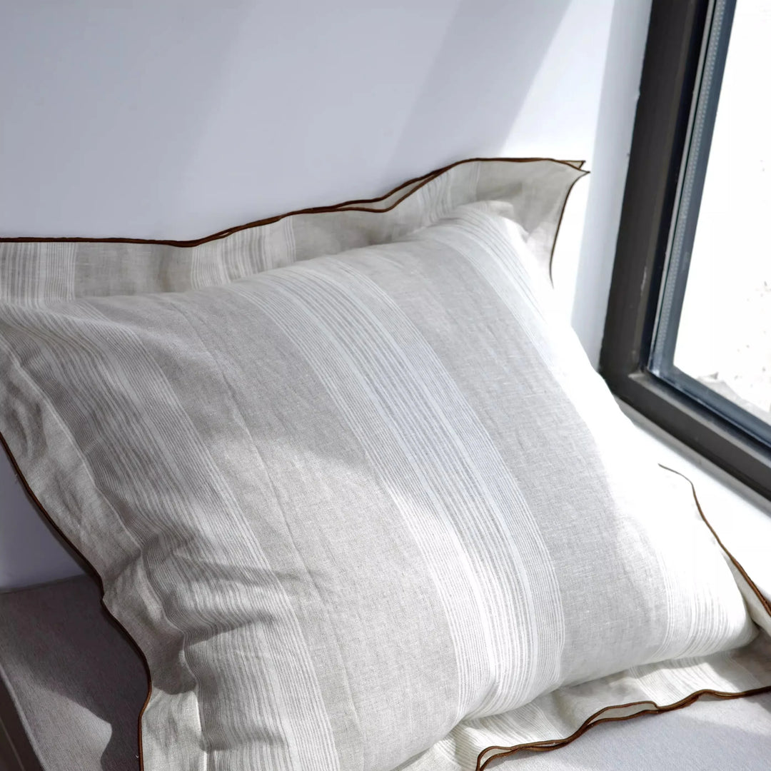 Rynx | French Style Linen Shirt Pillow Case Square Pillow Case Decorative Stripes Pillow Case Pillow Case for Home Room Studio