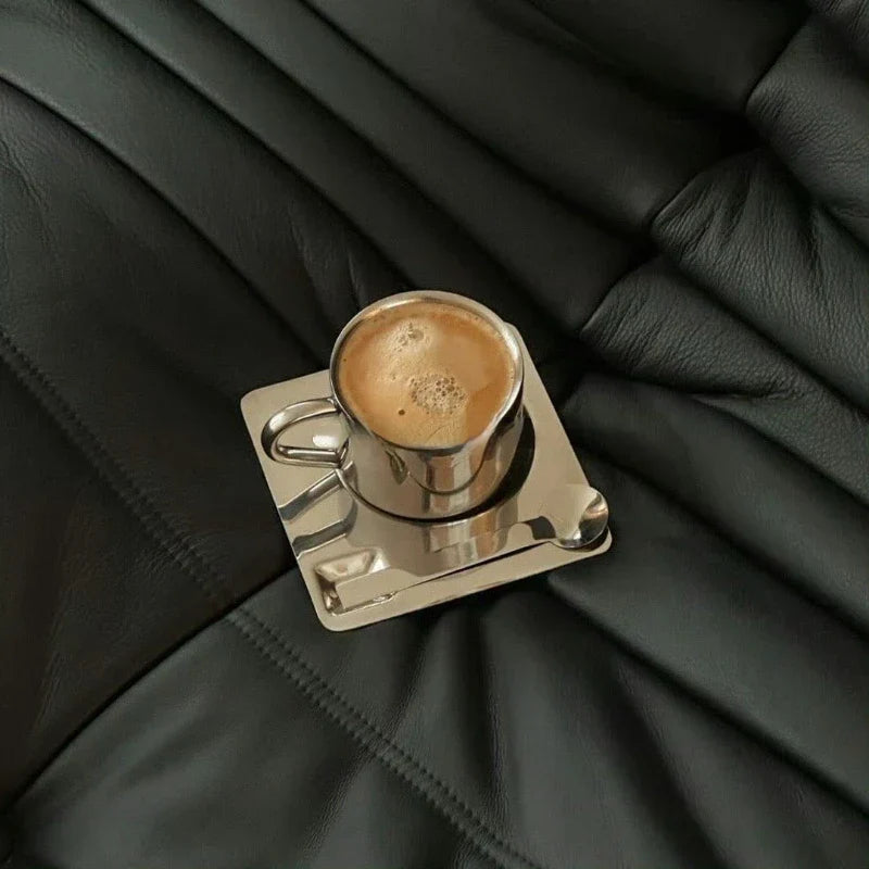 Lisslune | Stainless Steel Coffee Cup and Tray