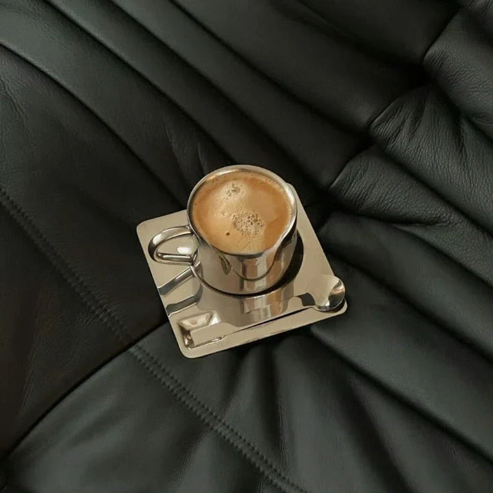 Lisslune | Stainless Steel Coffee Cup and Tray