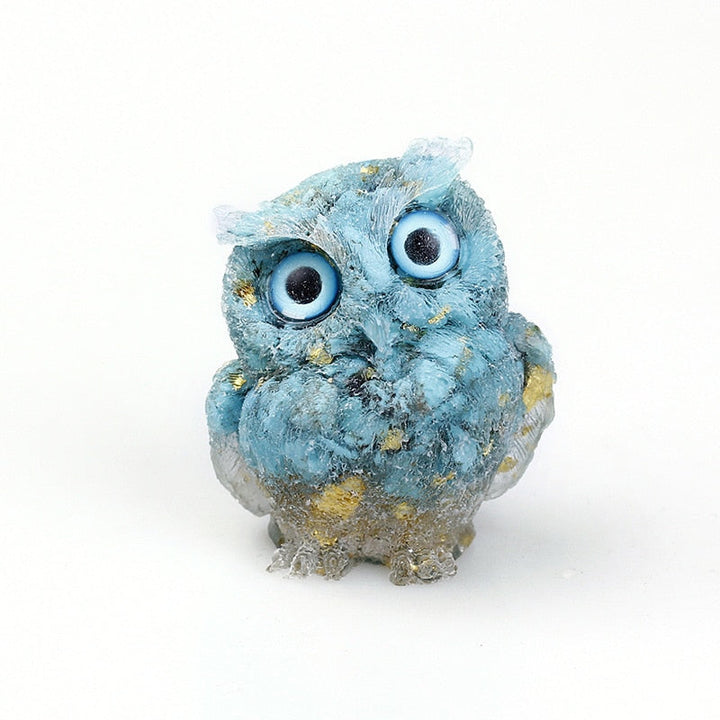 Lisslune | Natural Crystal Owl Figurine: Handmade Collector's Item