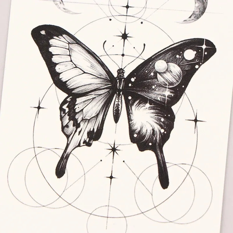 Rynx | New Temporary Tattoo Stickers Sexy Totem Butterfly Dreamcatcher Transfer Flash Tattoo Women Neck Hand Body Art Artificial Tattoos Men