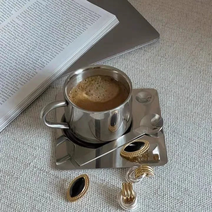 Lisslune | Stainless Steel Coffee Cup and Tray