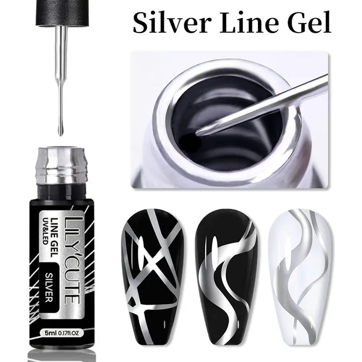 Rynx | 5ml Line Nail Art Polish Liner Pen Gel with Brush Varnish Semi Permanent Gel Nail Polish Wire Drawing Line Nail Art Tool