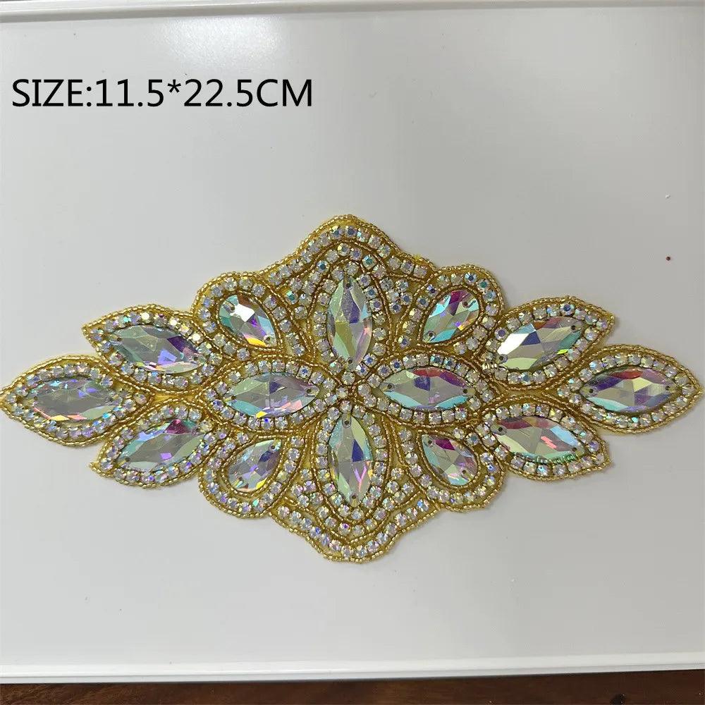 Lisslune | Shining Silver Rhinestone Flower Appliqué: Elegant Fashion Upgrade Accessory
