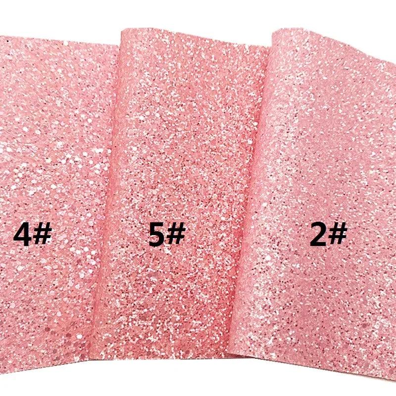 Lisslune | Sparkling Pink Chunky Glitter Synthetic Leather Craft Sheets - Essential for DIY Creators