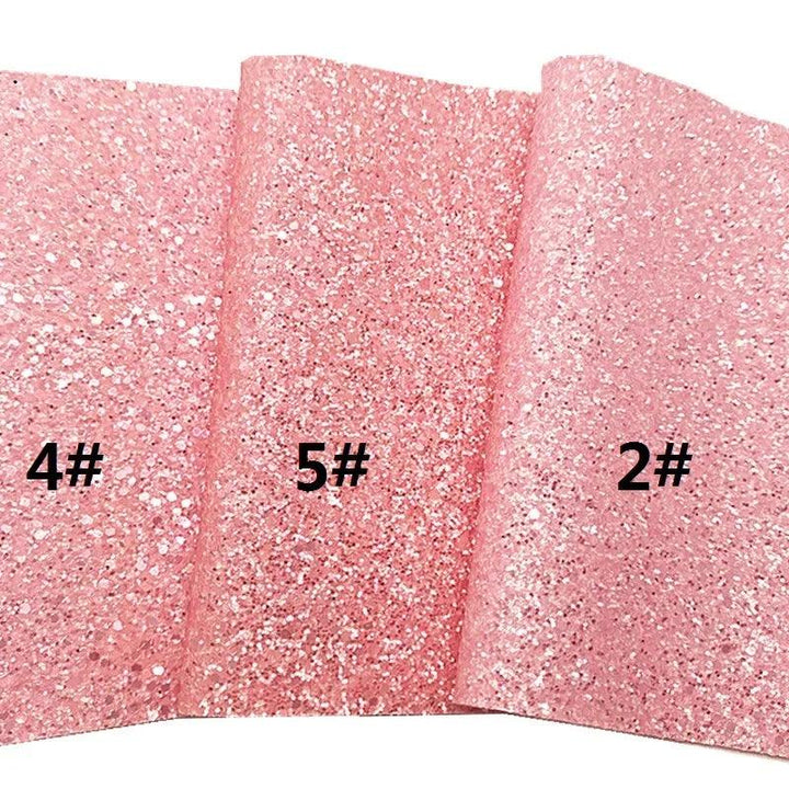 Lisslune | Sparkling Pink Chunky Glitter Synthetic Leather Craft Sheets - Essential for DIY Creators