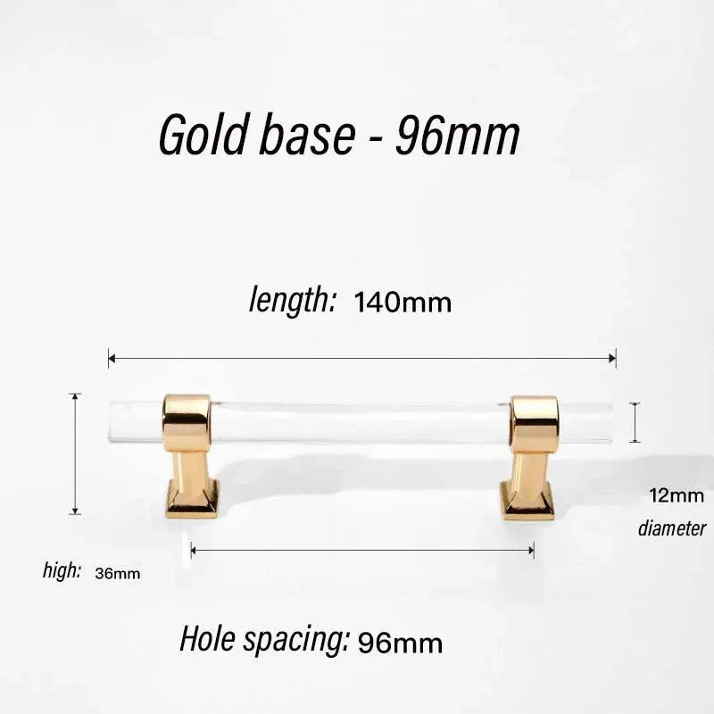 Lisslune | Luxurious gold acrylic drawer knobs with crystal embellishments - Stylish cabinet handles