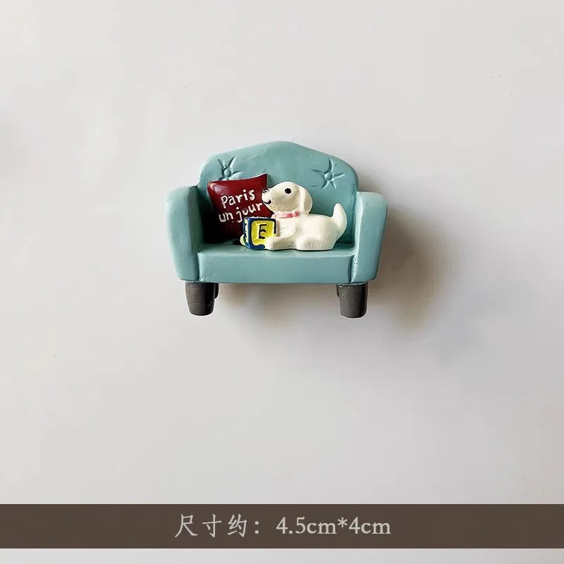 Rynx | 3D Refrigerator Magnet Puppy Cartoon Cat and Dog Refrigerator Sticker Anti-theft Entrance Door Decorative Magnetic Creative Message