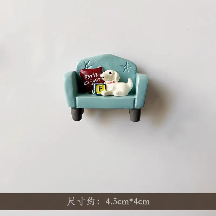 Rynx | 3D Refrigerator Magnet Puppy Cartoon Cat and Dog Refrigerator Sticker Anti-theft Entrance Door Decorative Magnetic Creative Message