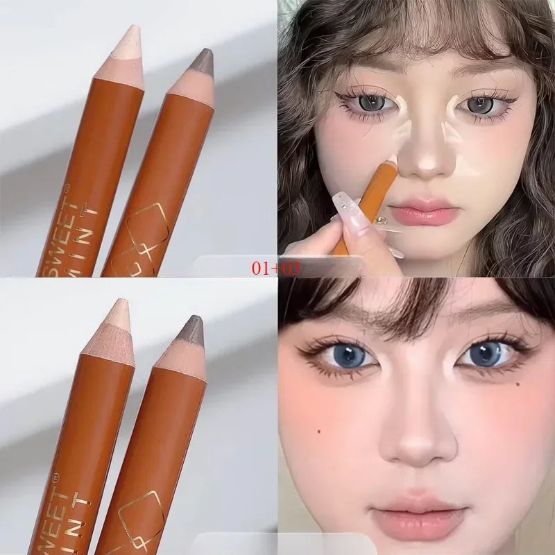Rynx | Double Head Face Contour Pencil Matt White Highlighting Contour Pencil Brightening Skin Tone Concealer Pencil Face Bronzer Makeup