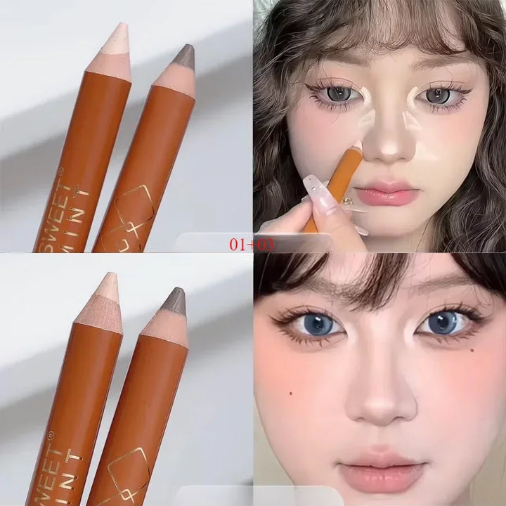 Rynx | Double Head Face Contour Pencil Matt White Highlighting Contour Pencil Brightening Skin Tone Concealer Pencil Face Bronzer Makeup