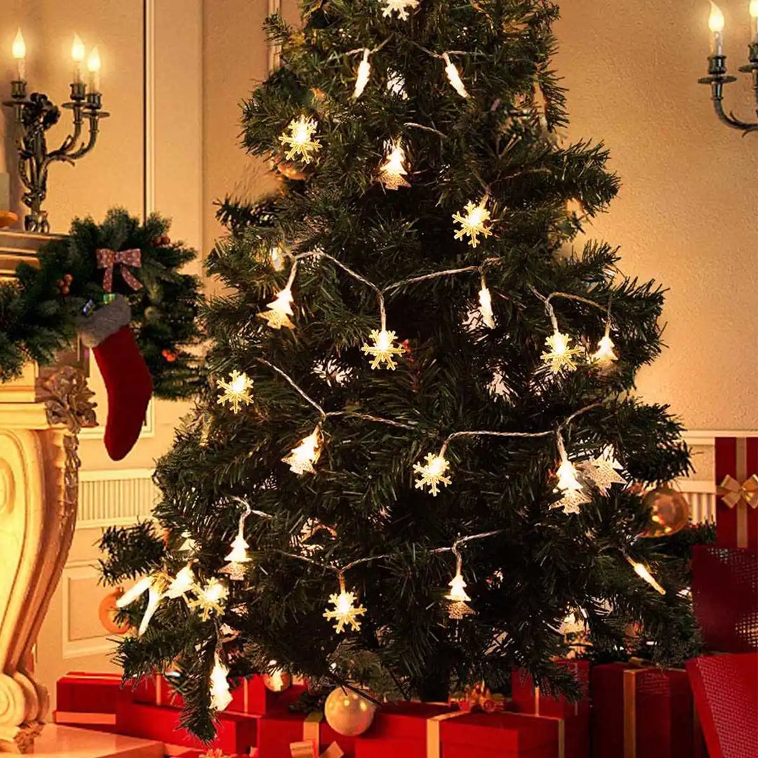 Rynx | LED Snowflake String Lights Star String Lights Battery Operated Xmas Tree Moose Decorative Garland Party Wedding New Year Decoration