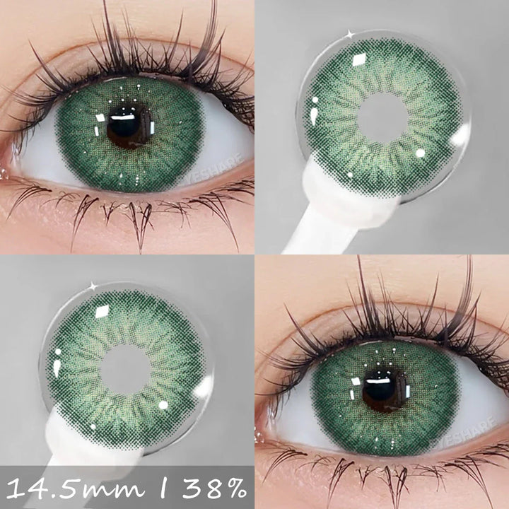 Rynx | Natural Color Contact Lenses 2 Pieces Fashion Blue Lenses Gray Pupils Lens Brown Beautiful Pupils Green Lens Annual 14.5mm