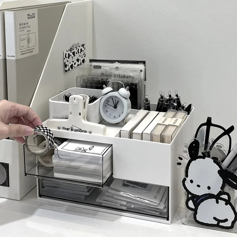 Rynx | Multifunctional Pen Holder Storage Box Drawer Type Study Student Desk Stationery Pen Holder Office Desk Organizer