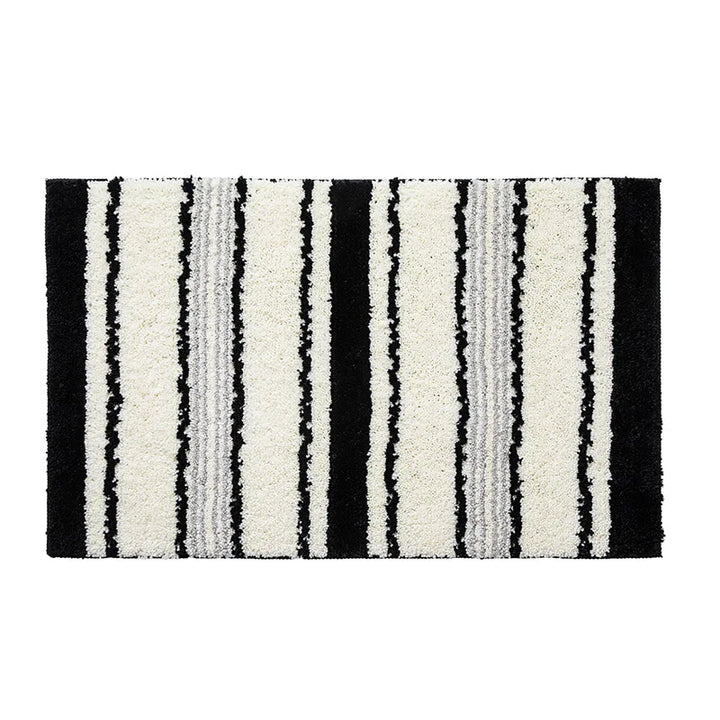 Rynx | Tufting Black White Bathroom Mat Soft Geometric Stripes Bath Mat Carpet Living Area Pad Non-Slip Neat Cover Living Room Decor