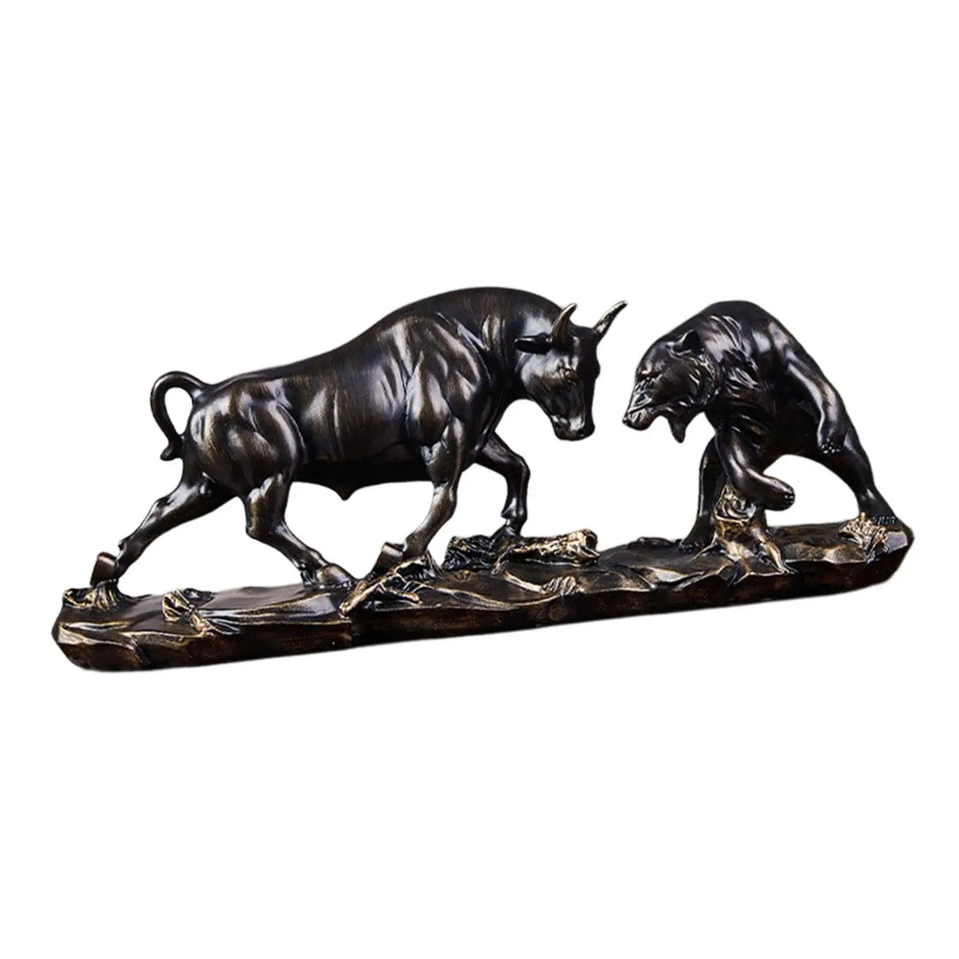 Lisslune | Feng Shui Bear and Bull Statue, Bull Figure, Collection Cow Sculptures Animal