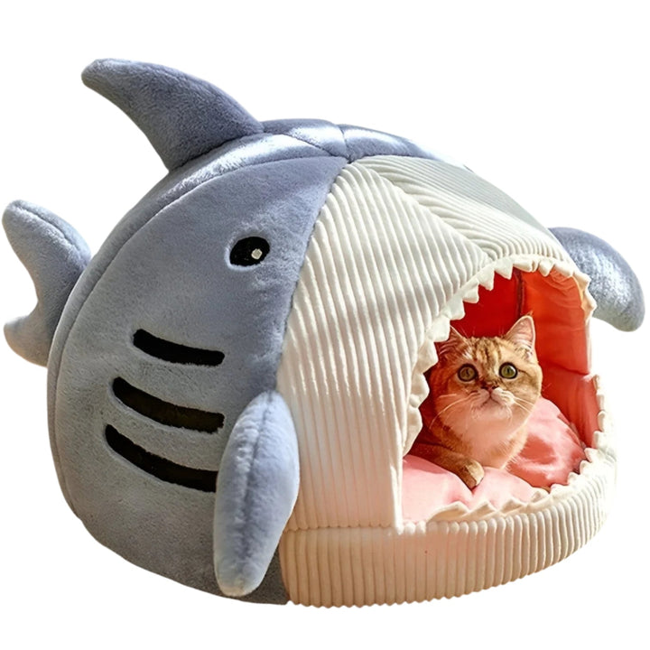 Lisslune | SoftBloom Shark Cat Bed – Cozy Hideaway for Indoor