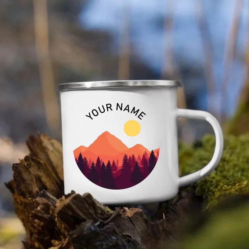 Lisslune | Customizable Enamel Camping Mug for Unforgettable Outdoor Experiences - Personalized Coffee and Beer Mug