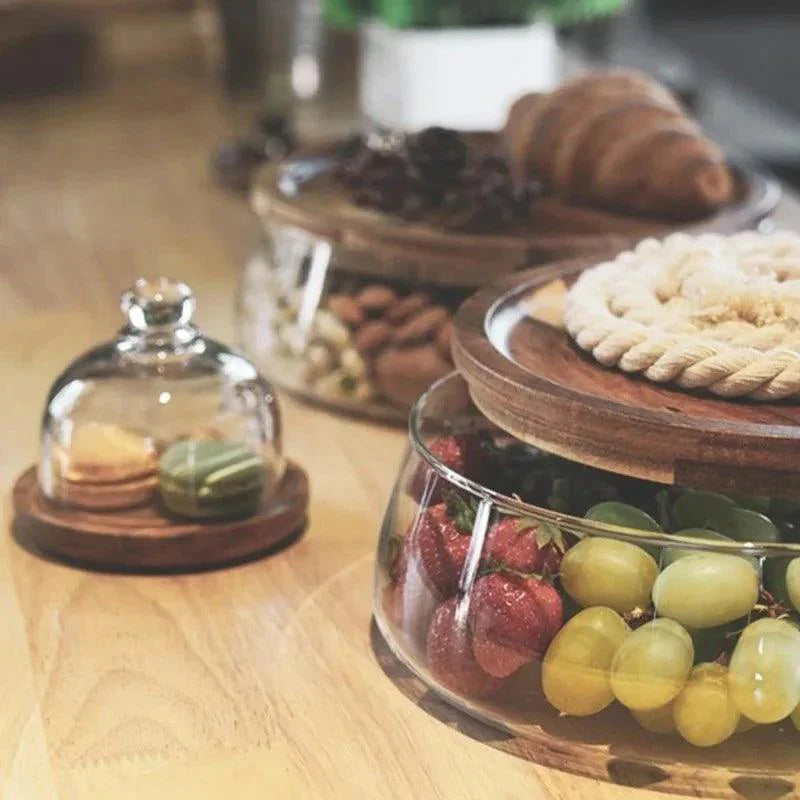 Lisslune | Stylish eco-friendly glass storage jars with acacia wood lids for chic kitchen organization