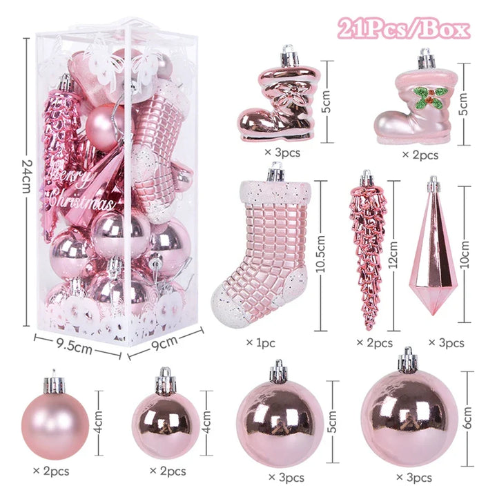 Rynx Christmas Ball Ornament Set Large Christmas Tree Hanging Decoration Snowflake Merry Christmas Decoration for Home 2025 New Year Party Gift