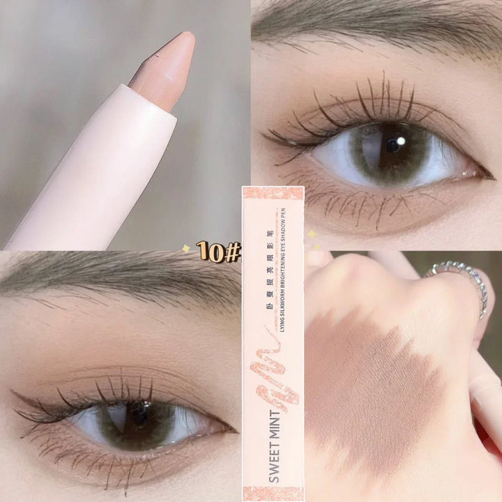 Rynx | 14 Colors White Eyeliner Shiny Glitter Eyeshadow Pencil Eye Liner Pencil Matte Brown Pink Pearl Eyes Makeup Brighten Silk Worm