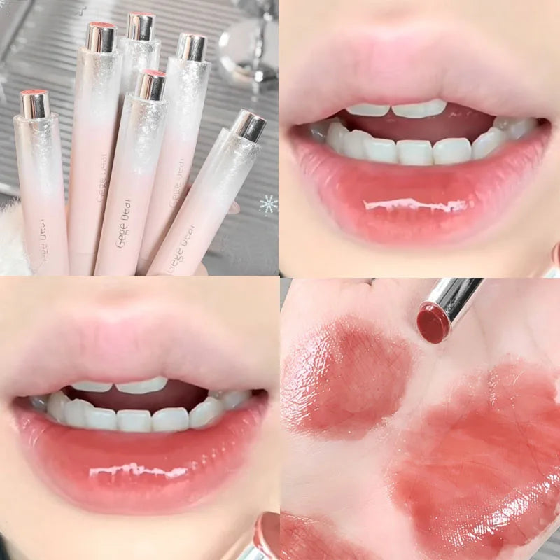 Rynx | Water Mirror Lipstick Long-lasting Non-sticky Cup Moisturizing Crystal Jelly Clear Brown Solid Lip Gloss Korean Lip Makeup Cosmetics