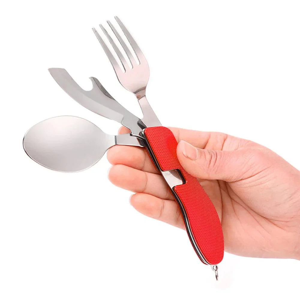 Lisslune | Multifunctional Outdoor Dining Cutlery Set: Fork, Spoon, Knife & Bottle Opener for Campers and Hikers