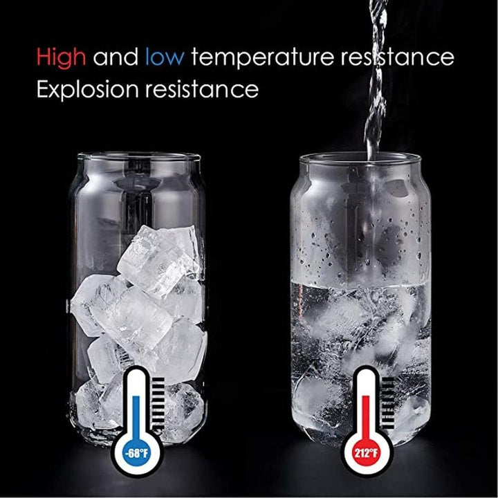 Lisslune | Elegant Can-shaped Glass Tumbler Set - 4 Premium Cups for Luxurious Drinking Experiences