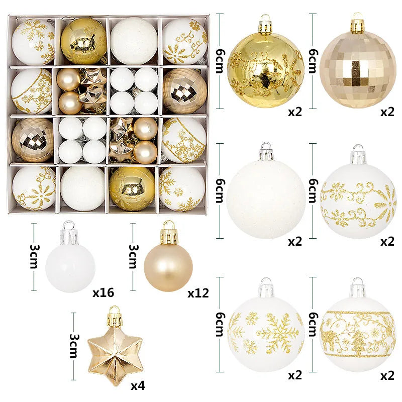 Rynx Christmas Ball Ornament Set Large Christmas Tree Hanging Decoration Snowflake Merry Christmas Decoration for Home 2025 New Year Party Gift
