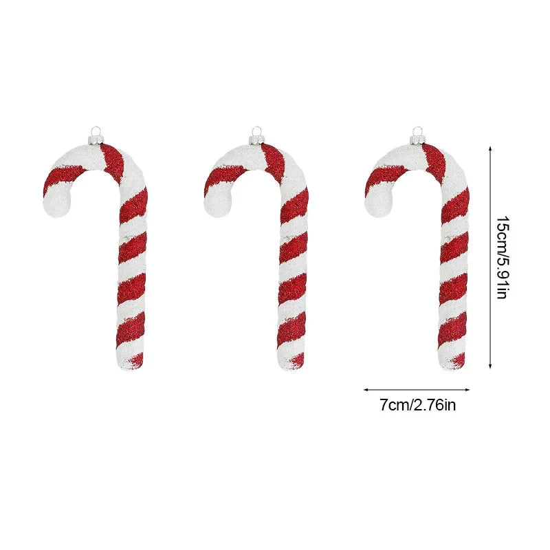 Rynx 3/6pcs Large Christmas Lollipop Red Candy Cane Pendant Xmas Tree Hanging Ball Ornament 2024 Christmas Decoration for Home New Year
