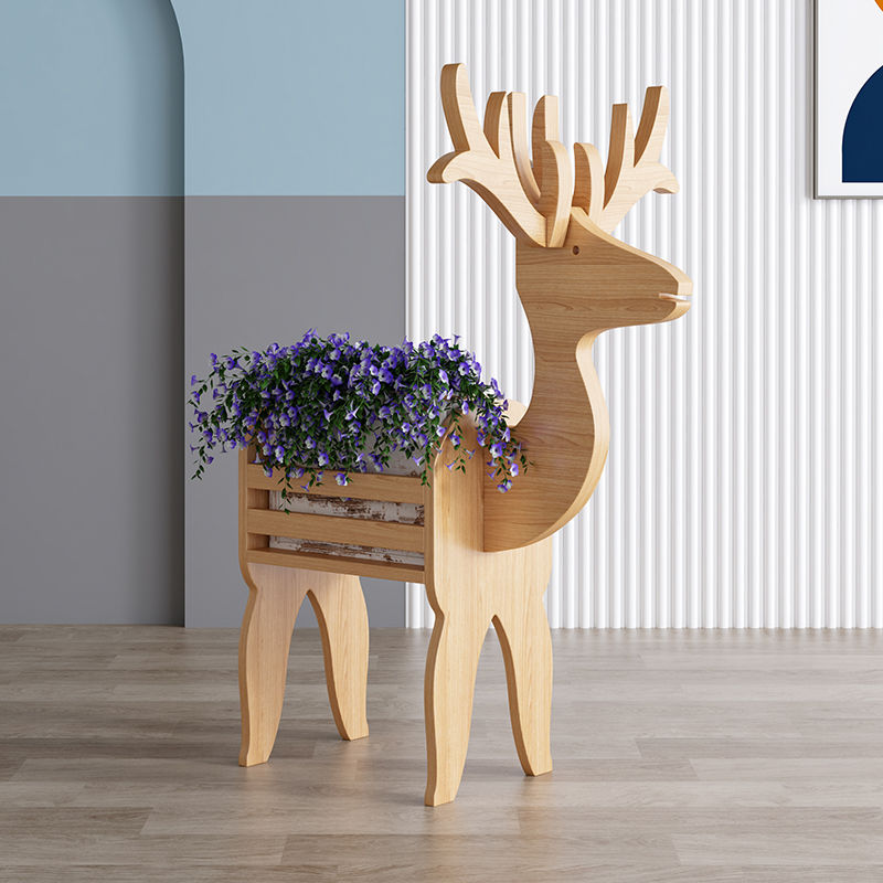 Lisslune | WhimsiRustic - Unusual Wooden Flower Stand Reindeer