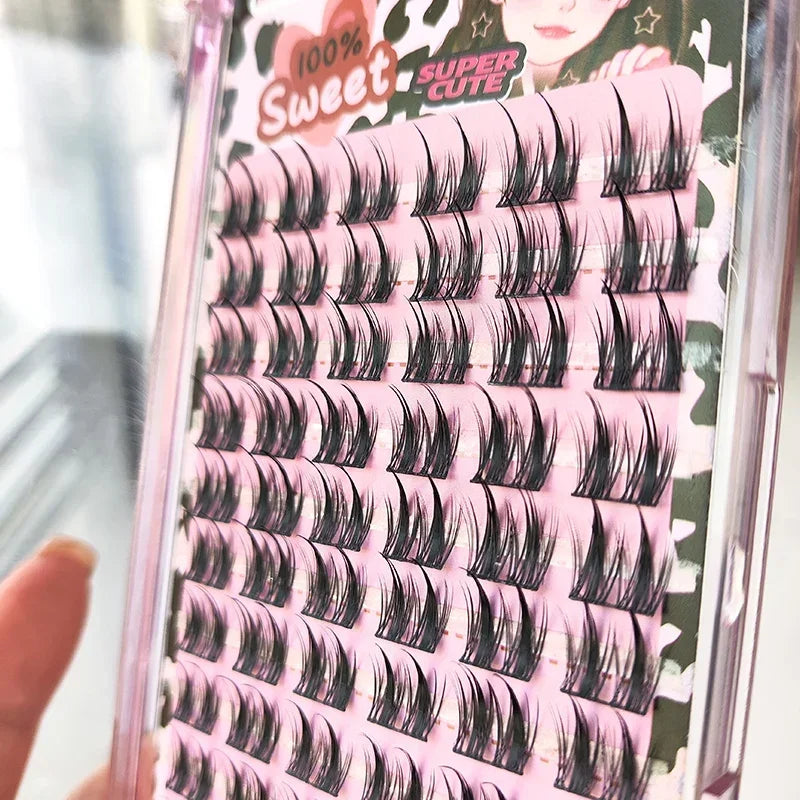 Rynx | 12 Rows Synthetic Mink Lashes Fluffy Soft Full Thick False Eyelashes Soft Natural Eyelashes Mink Eyelash Clusters False Eyelashes Korean